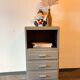 Renovated grey-blue storm commode