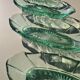 Set of 5 small pressed green glass dishes - Art Deco style / Wine