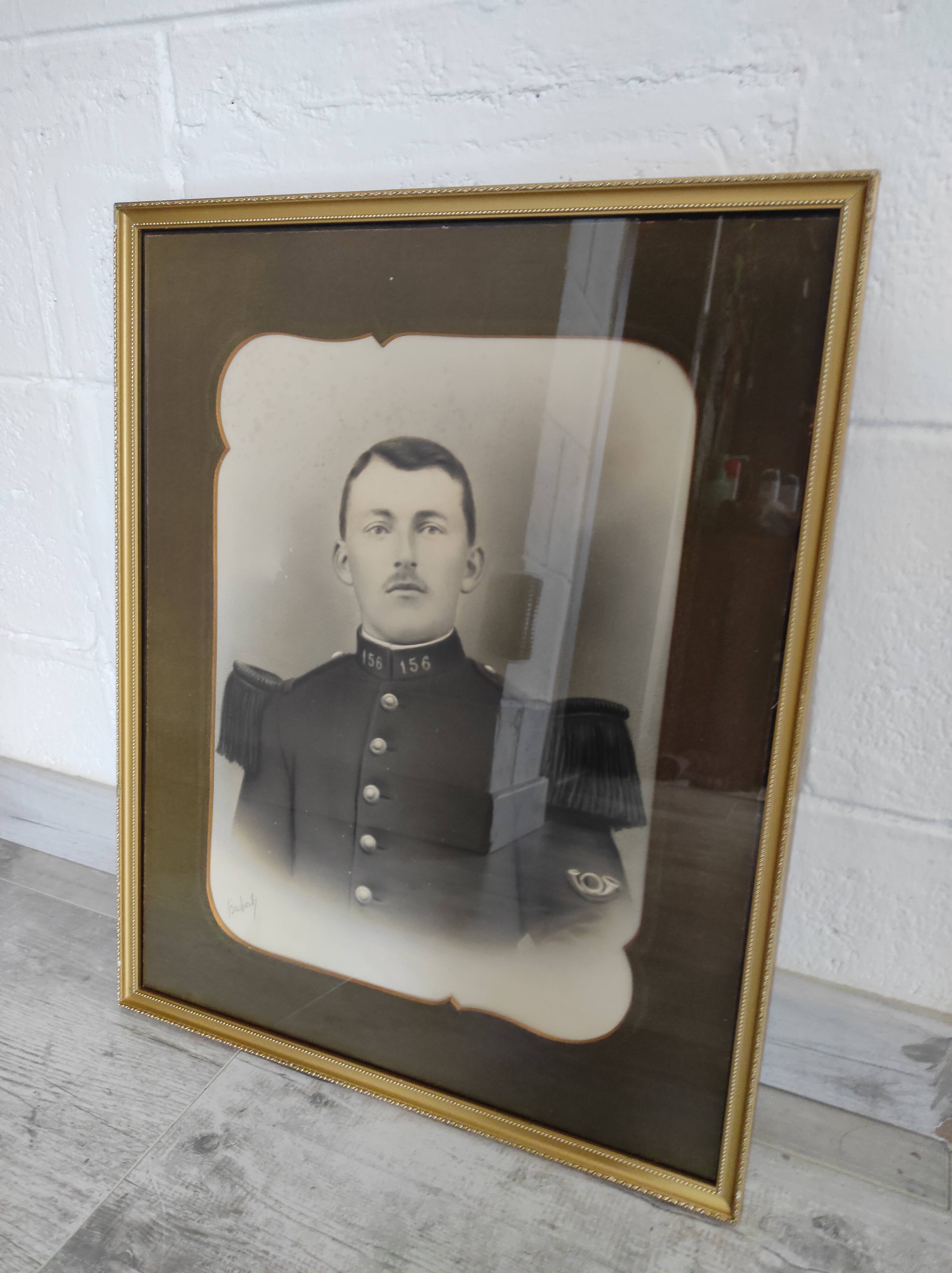 Old military photo soldier in uniform 156th Infantry Regiment WW1