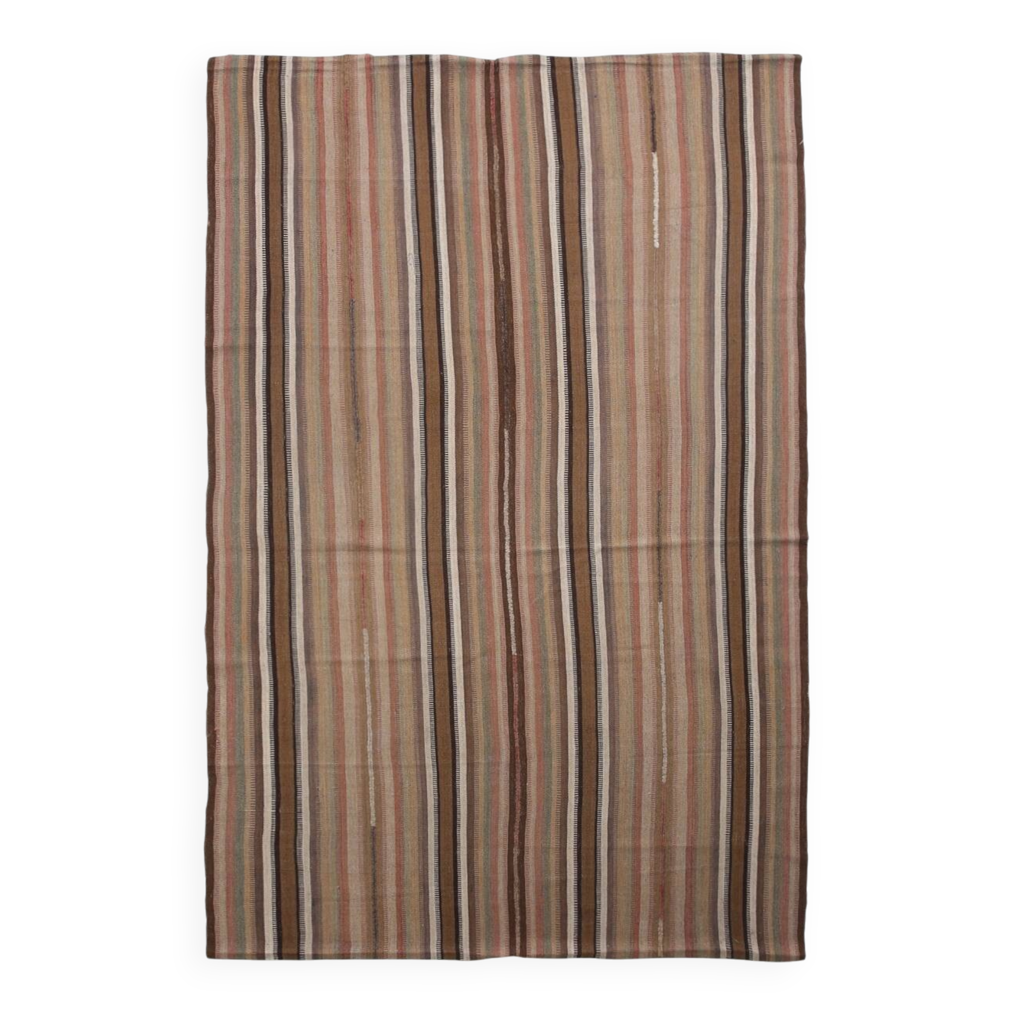 6x9 Soft Brown TURKISH VINTAGE KILIM RUG, Tribal Kilim Rug, 185x275 Cm