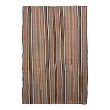 6x9 Soft Brown TURKISH VINTAGE KILIM RUG, Tribal Kilim Rug, 185x275 Cm