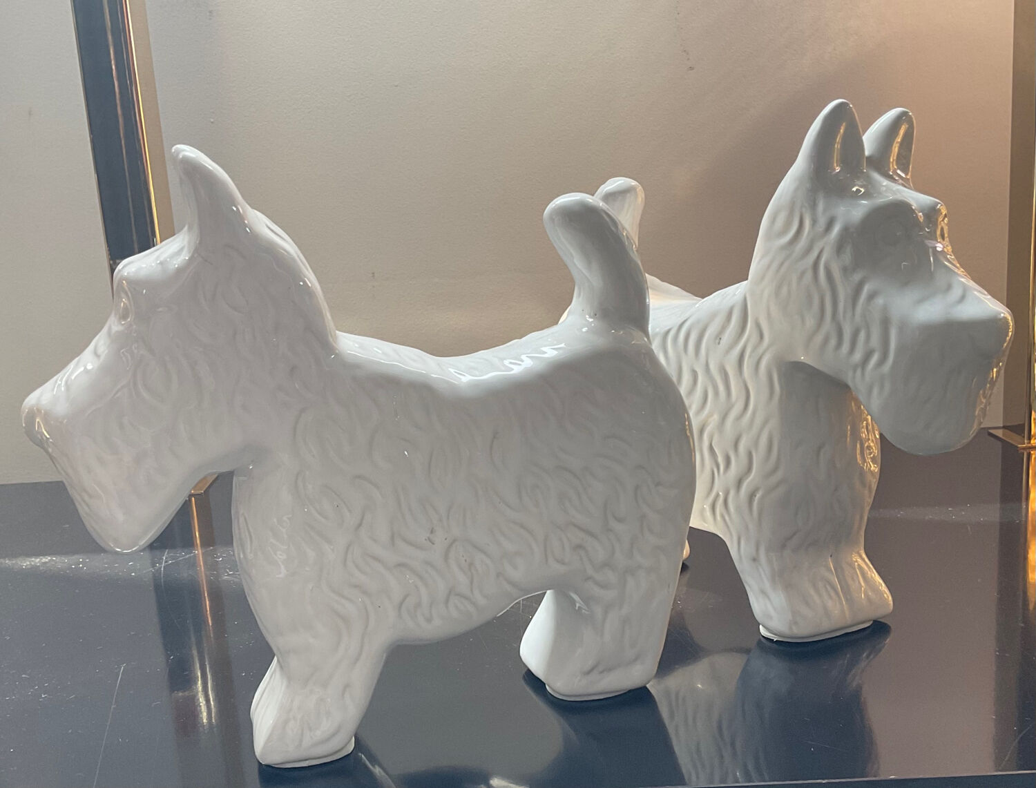 Pair of Scottish vintage bookends in glazed ceramic