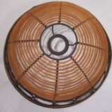 Rattan and wrought iron hanging lamp