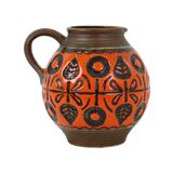 Rare Orange Convex Vase West Germany Pottery Wekara 1850-18