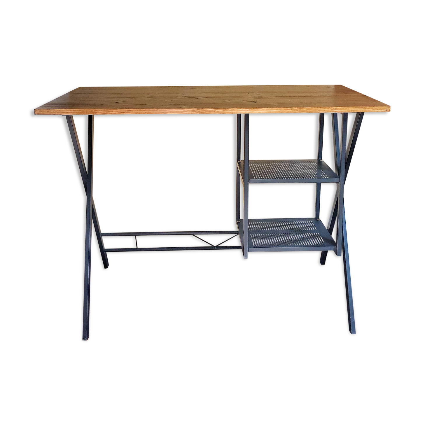 Black metal desk