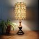 vintage turned wood lamp, seventies graphic lampshade
