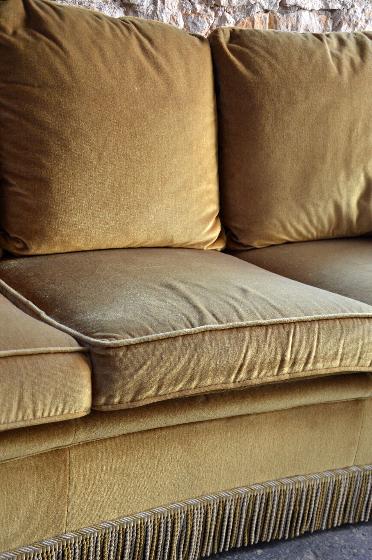 Sofa 3 places velvet mustard