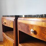 Pair of Art Deco walnut bedside tables