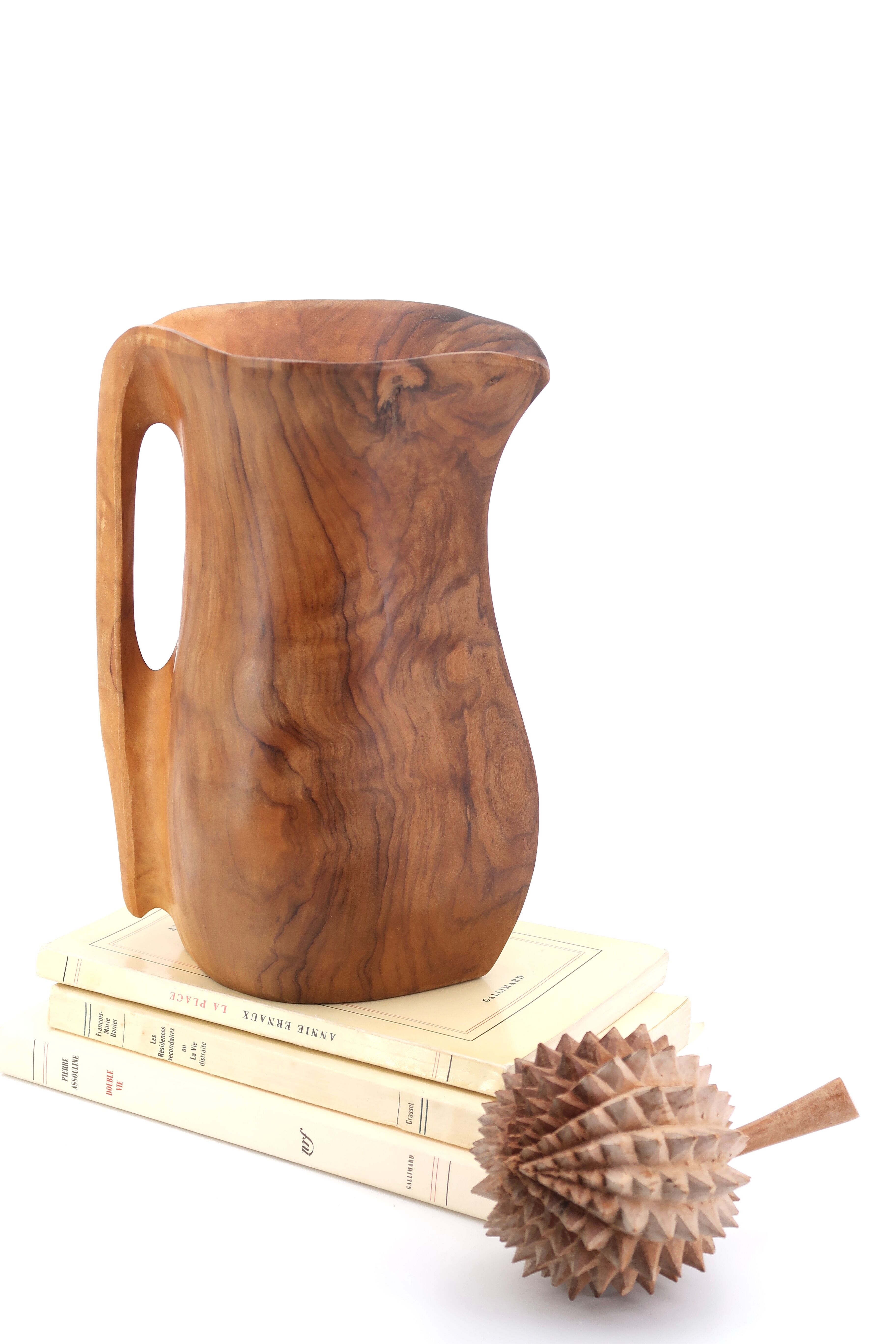 Sculptural wooden pitcher, 60s