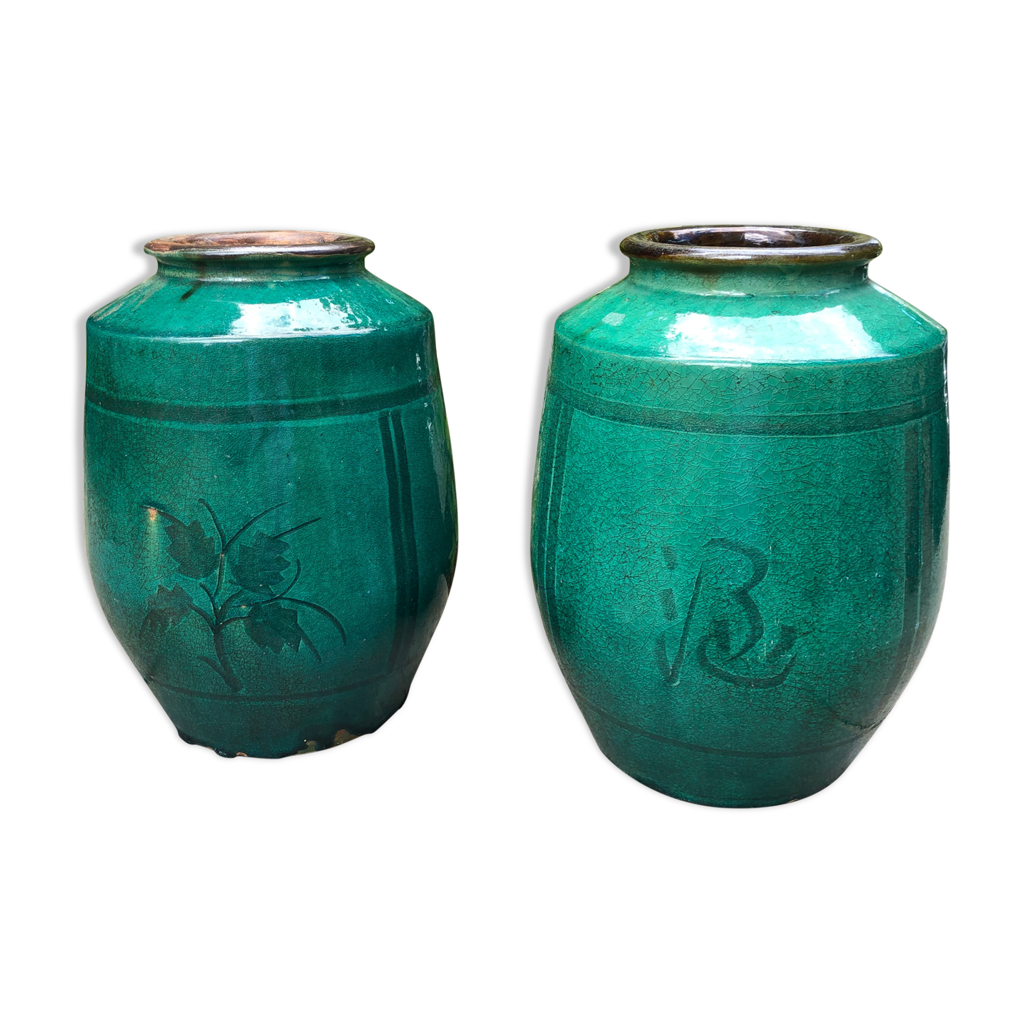 Pair of Japanese enameled stoneware vases
