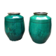 Pair of Japanese enameled stoneware vases