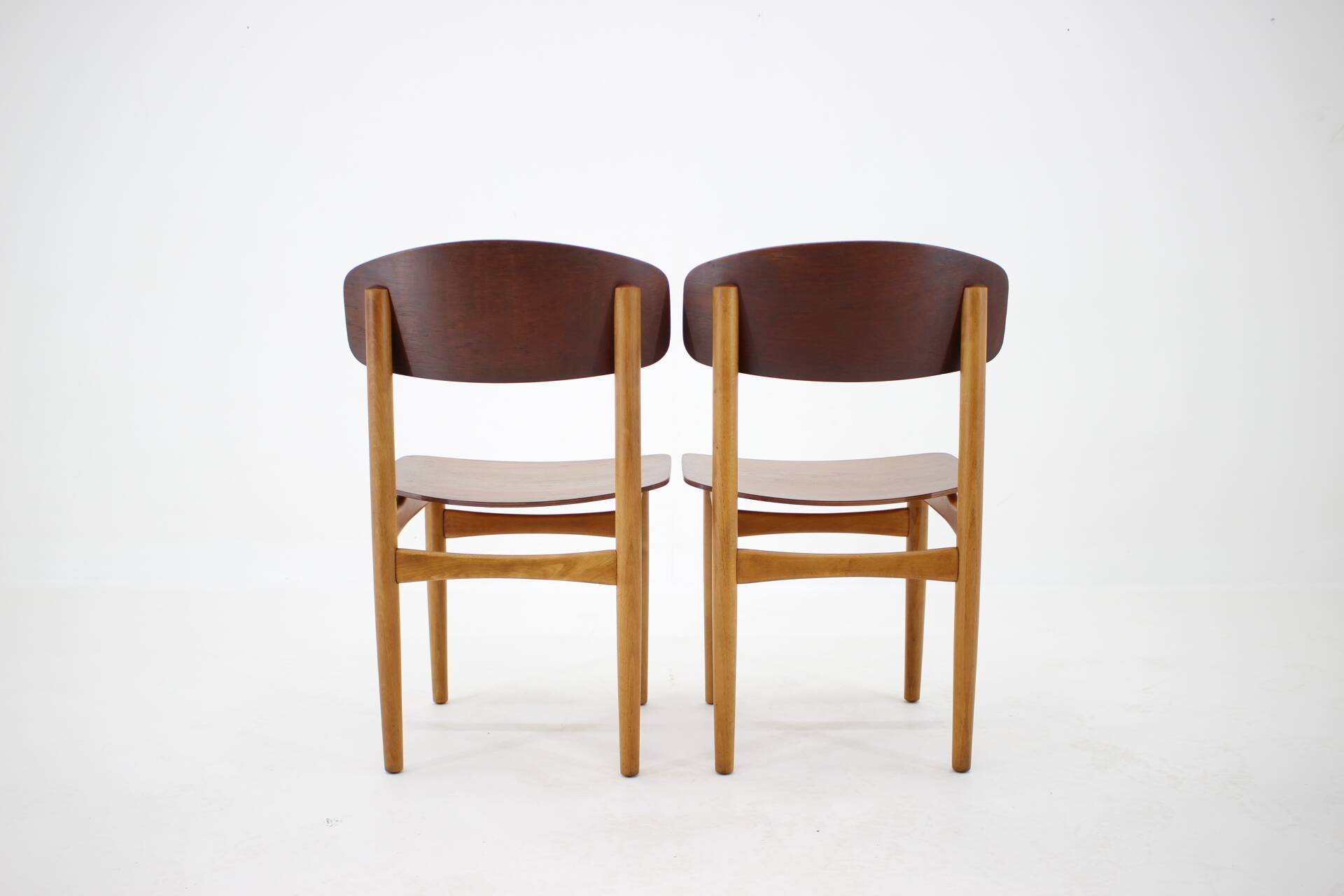 1960s Set of 6 Børge Mogensen Model 122 Oak and Teak Dining Chairs for Søborg Møbelfabric, Denmark