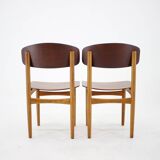 1960s Set of 6 Børge Mogensen Model 122 Oak and Teak Dining Chairs for Søborg Møbelfabric, Denmark