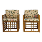 Pair of Vintage Rattan and Bamboo armchairs by Vivai del Sud. Italy 1960s