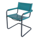 Vintage Mart Stam Style Armchair: Turquoise Leather, Black Chrome Cantileve