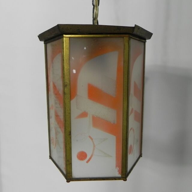 Art Deco hanging lamp with 6 glass plates