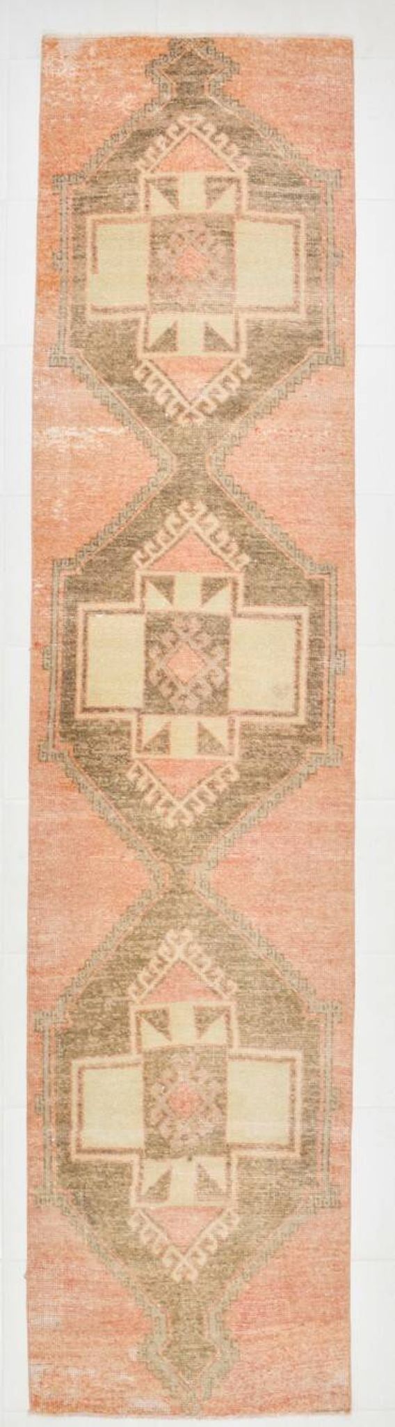Wool Vintgae Runner Rug, Mid-Century Textile Runner Rug, 86x367 Cm