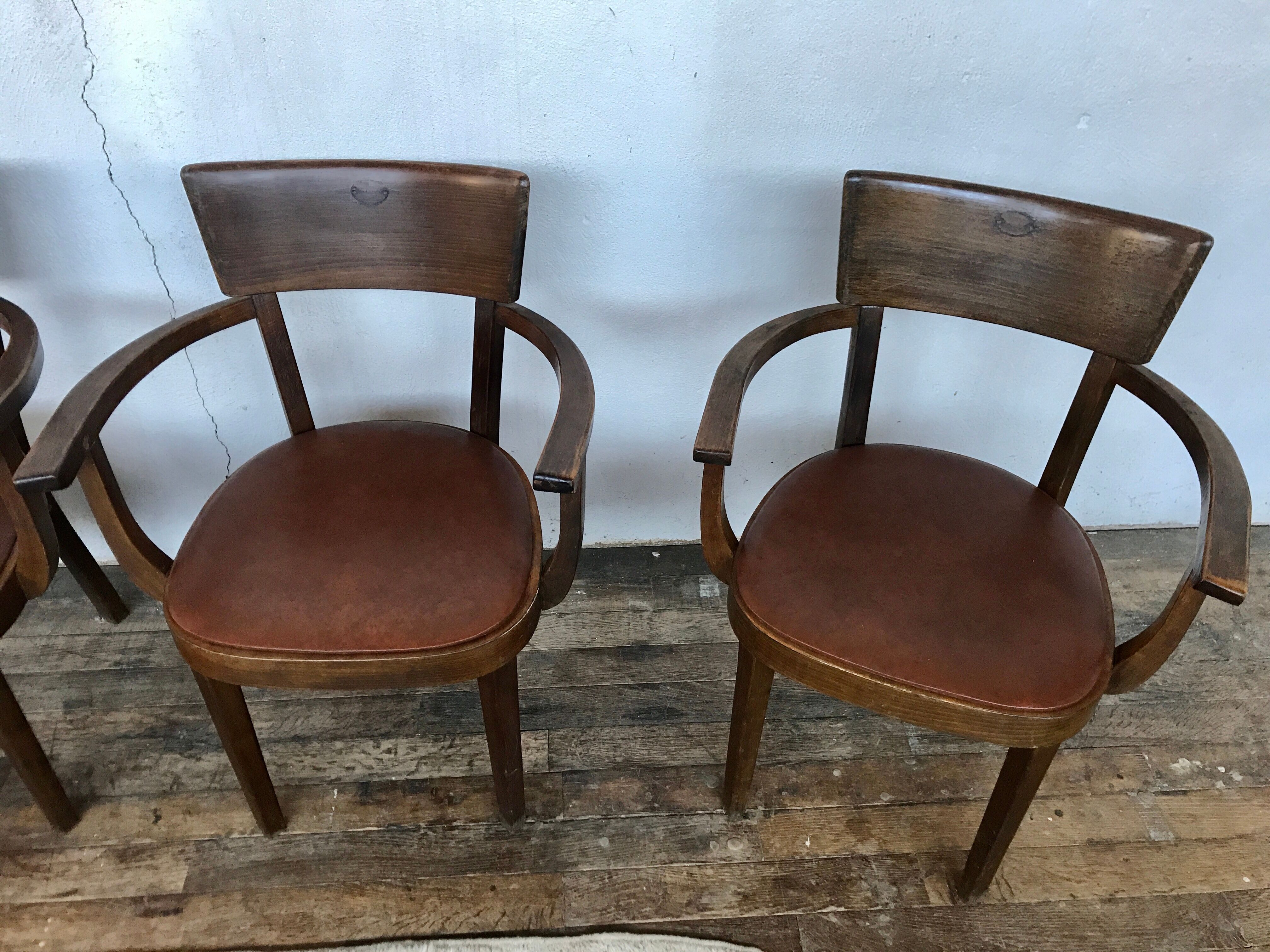 Series of 4 Baumann chairs 1950