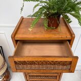 Vintage rattan chest of drawers