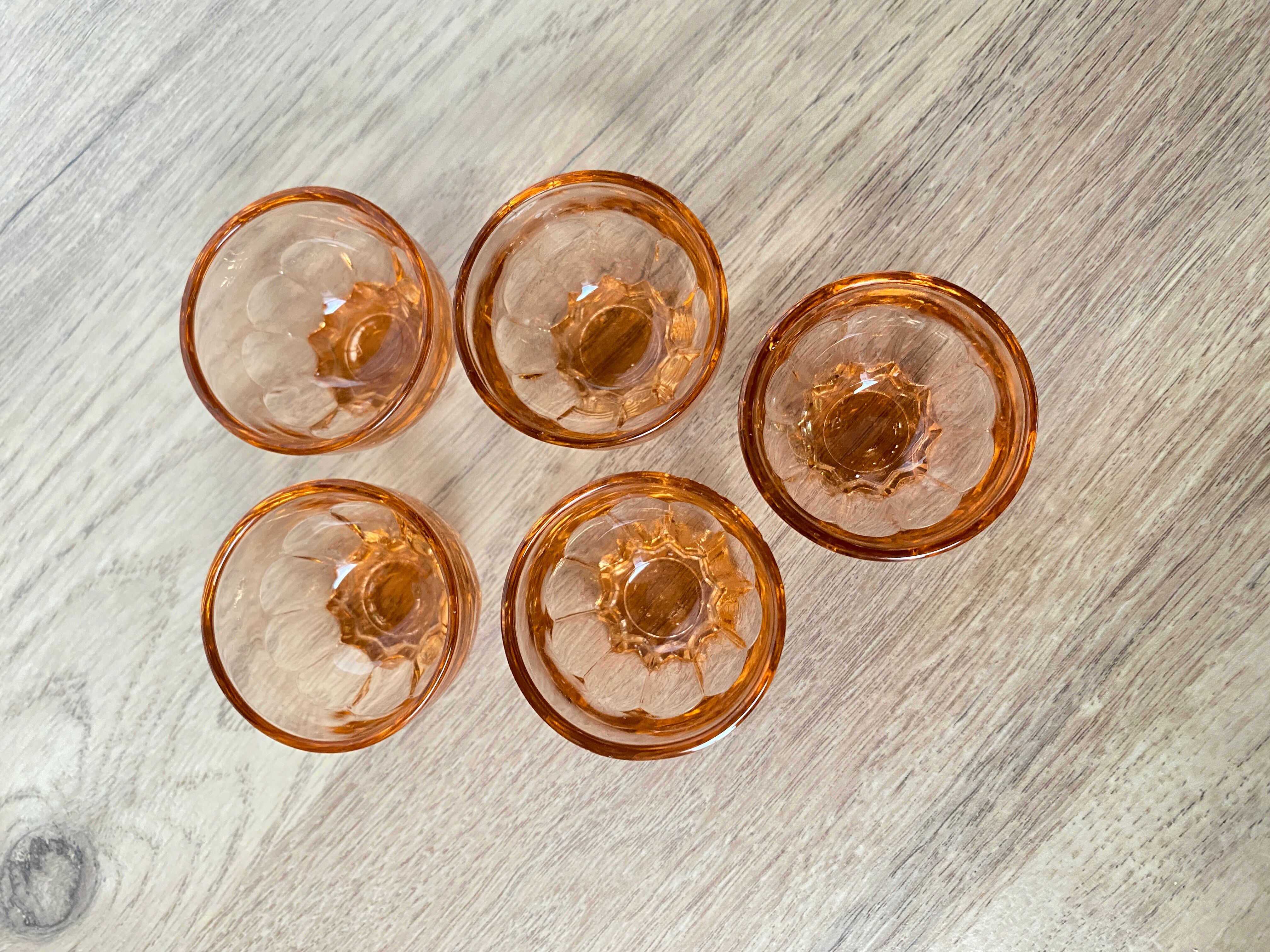 Set of 5 Luminarc pink glasses