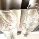 Duo de verre a cafe en verre epais a decor floral