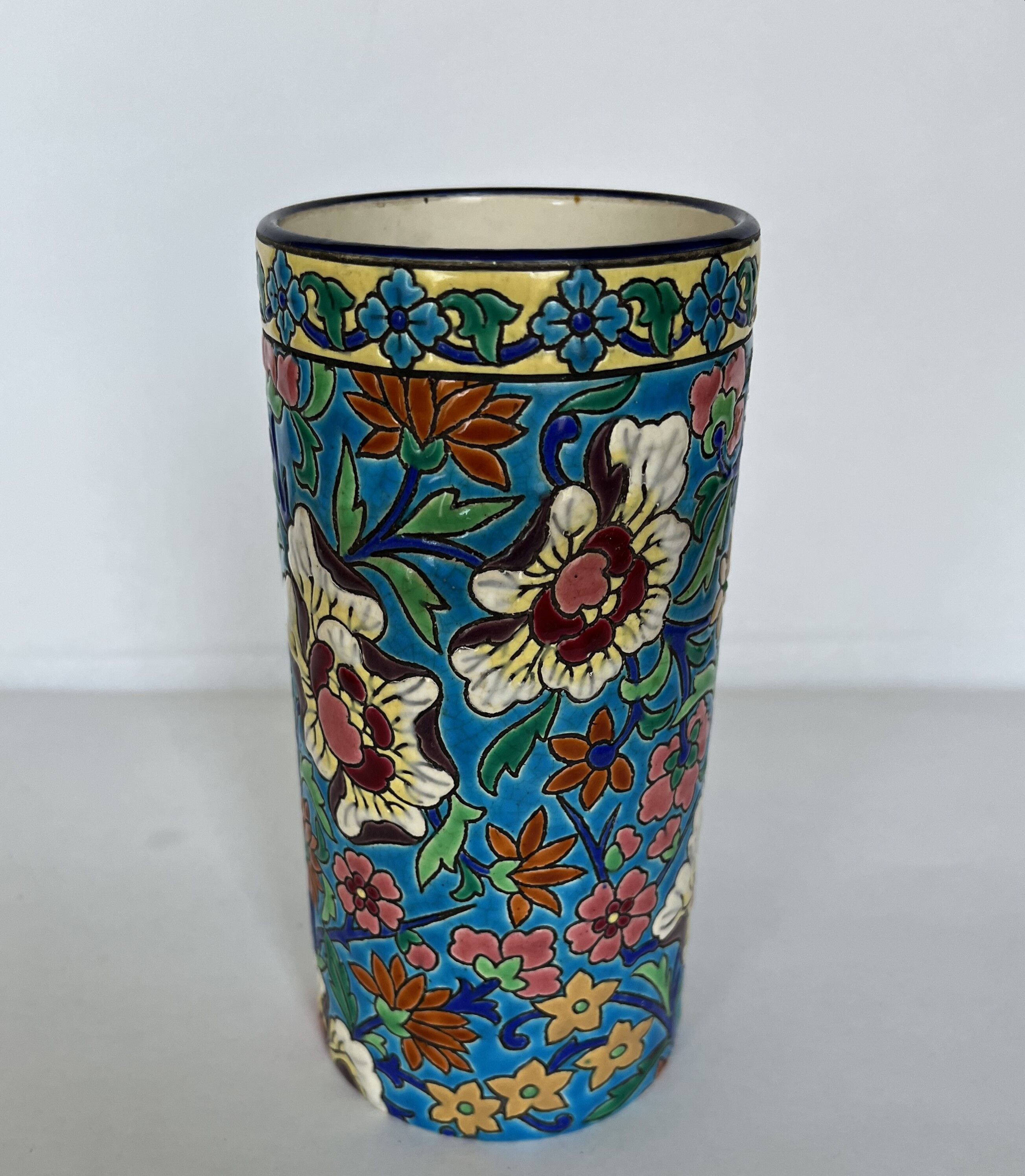 Vase rouleau en émaux de Longwy