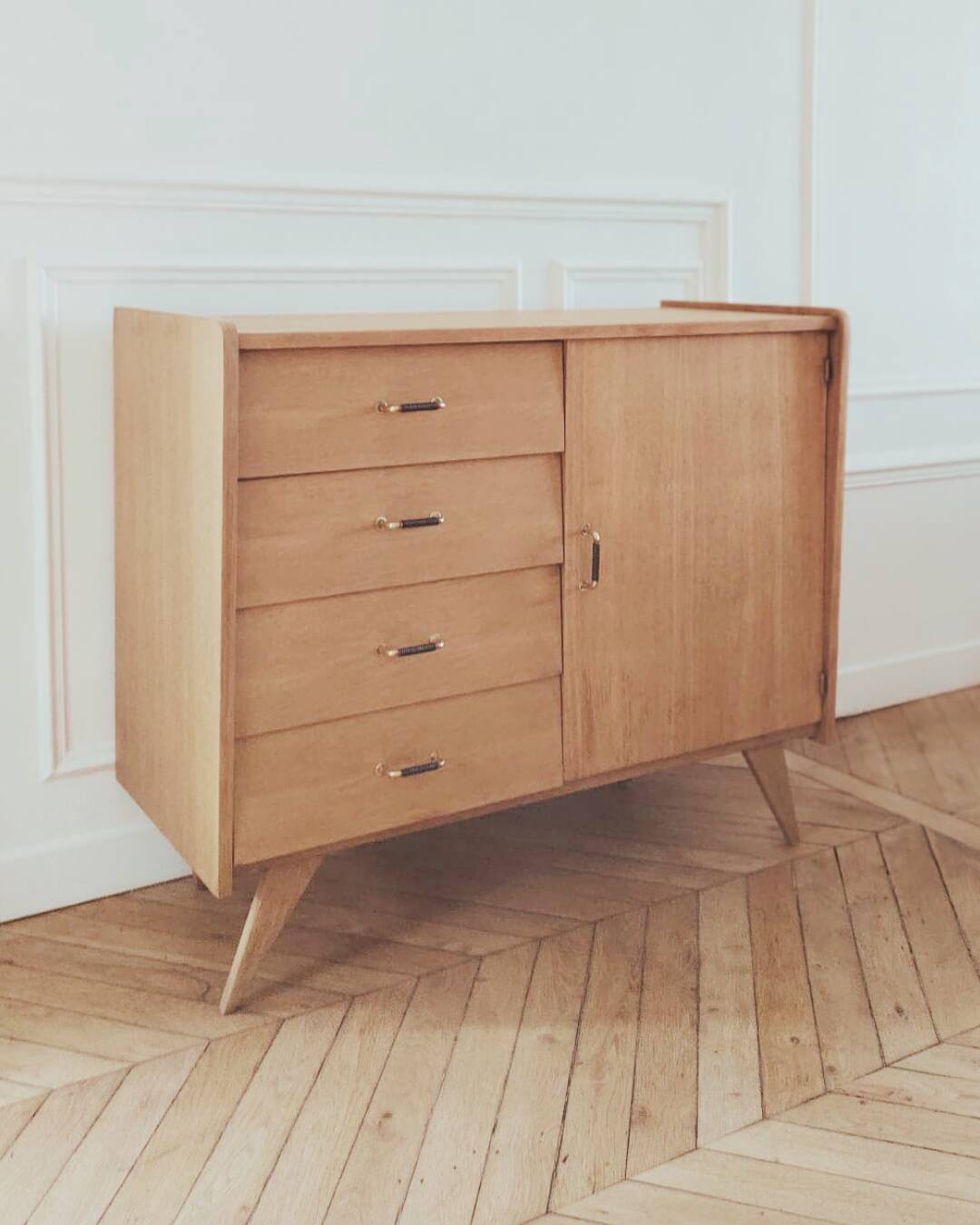Small renovated vintage sideboard, Scandinavian style, 1950s-60s.