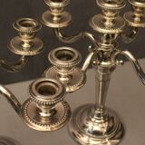 Pair of large candlesticks with 4 silver metal lights in Louis XVI style