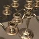 Pair of large candlesticks with 4 silver metal lights in Louis XVI style