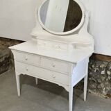 Antique 5-drawer dressing table with swivel mirror
