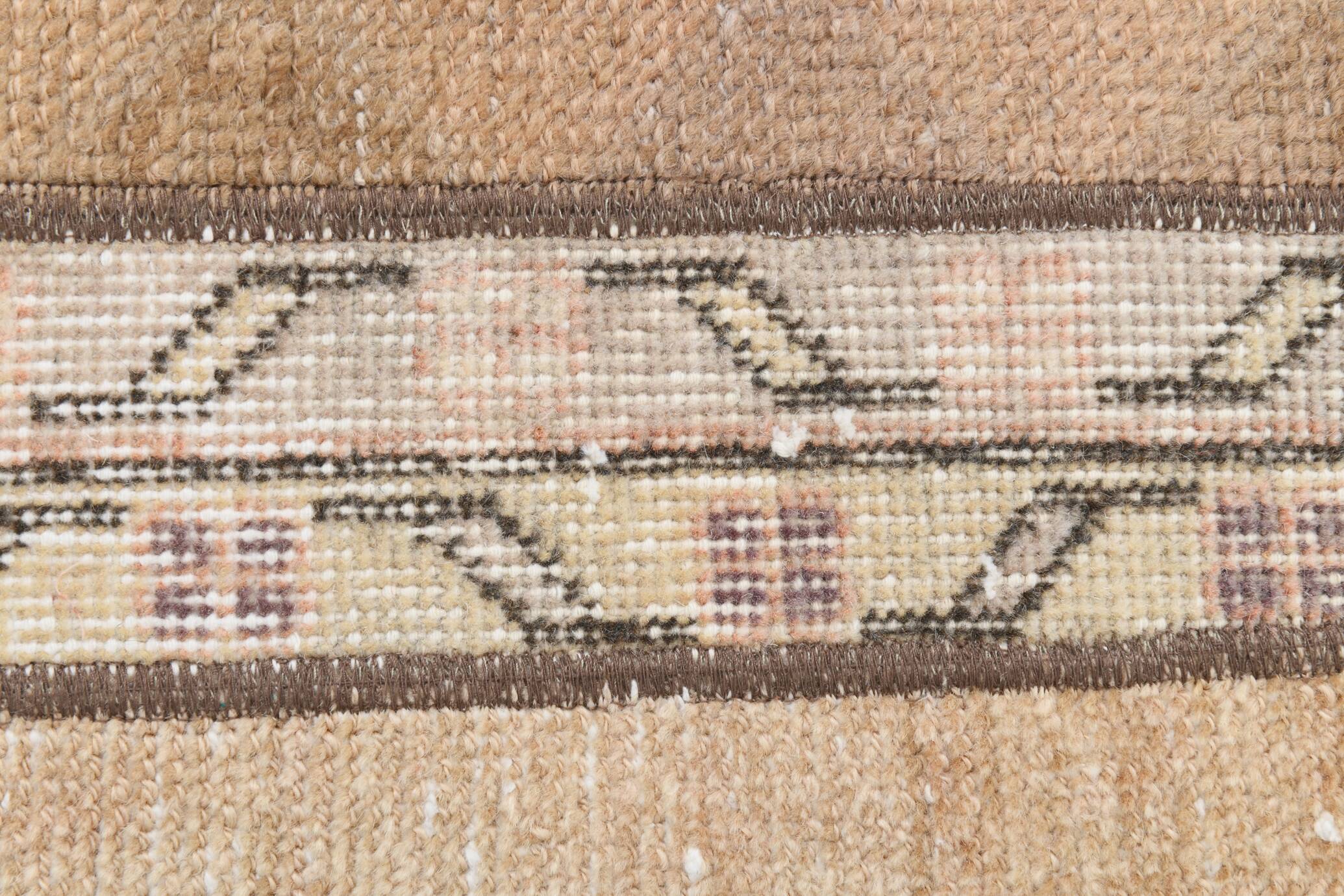 2x9 Soft Pastel Brown & Beige Turkish Runner Rug, 61x266Cm SK 21389