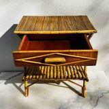 Bedside table 1960 bamboo rattan