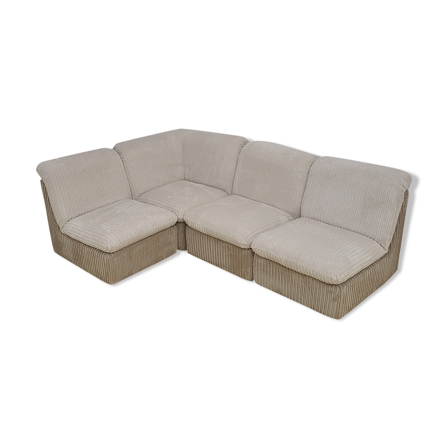 Mid-century 2-color corduroy modular sofa, 1970