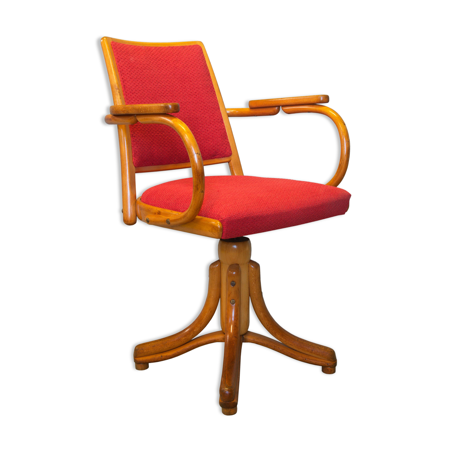 1950's Bentwood Swivel Armchair by Ligna Prague