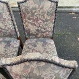 6 chaises à manger Louis XIII bois massif torsadés et tissu écru du 19ème