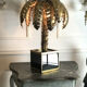 Palm tree table lamp in gilded metal and base in glass plates style year 70