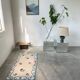 Tapis en laine blanc et bleu fleuri