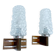 Pair Vintage Danish Bubble Blass Wood sconces