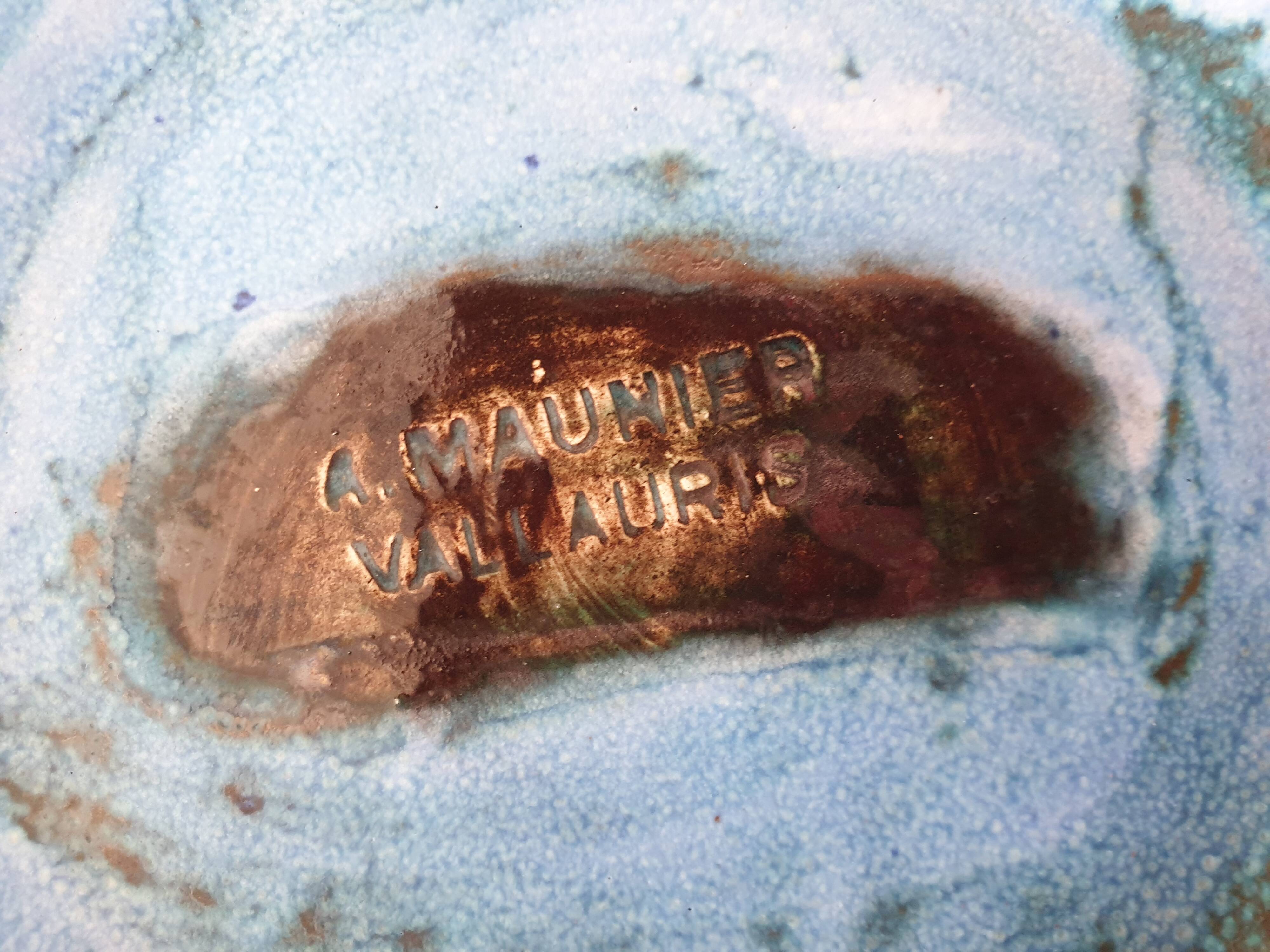 Vintage ceramic plate 60's 70's - Signed A. Maunier (Vallauris) 29cm