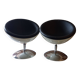 Pair of vintage white ball and black imitation leather swivel armchairs