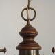 2 Light French Mid Century Extendable Billiard Light In Brass Wood & Glass