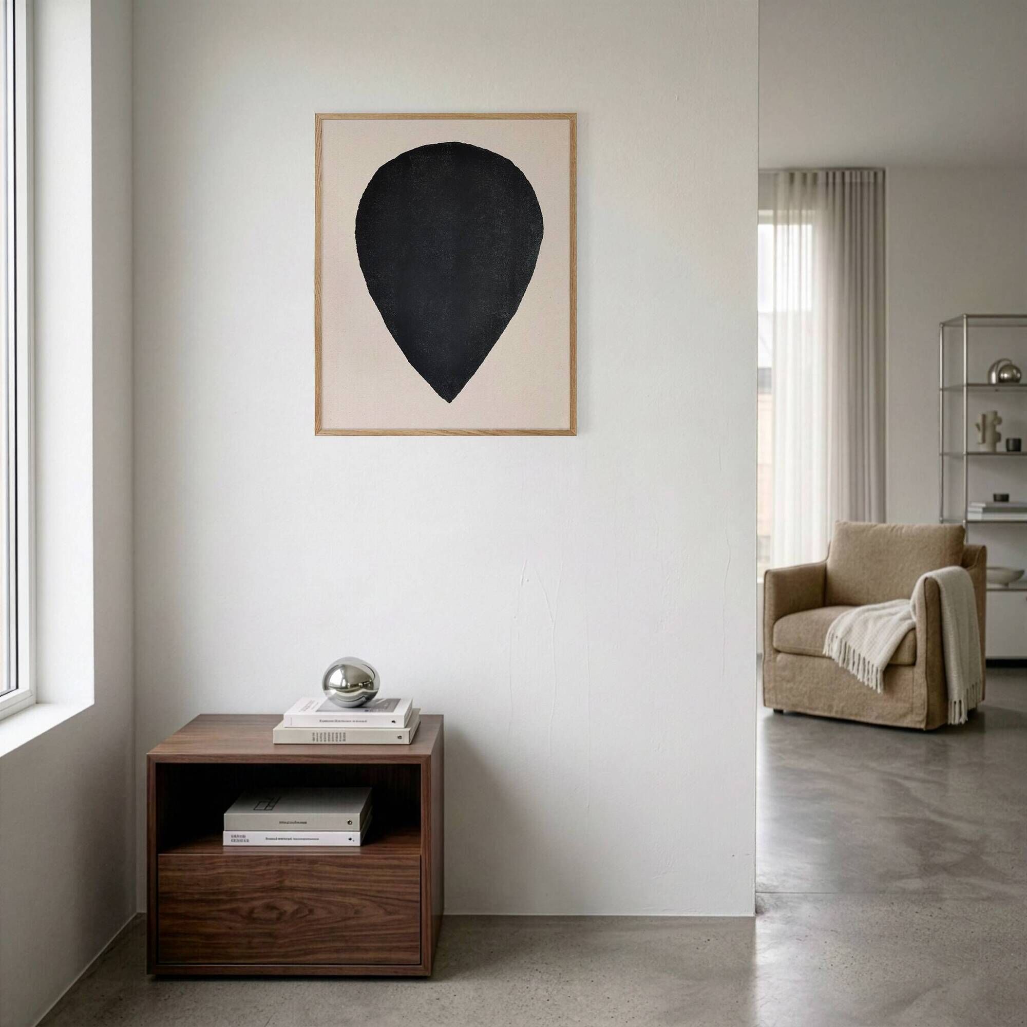 Black Drop painting on paper signed Eawy