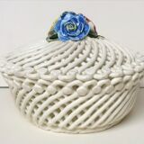 Vintage braided porcelain basket