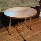 Round side table serving Eiffel leg oak top