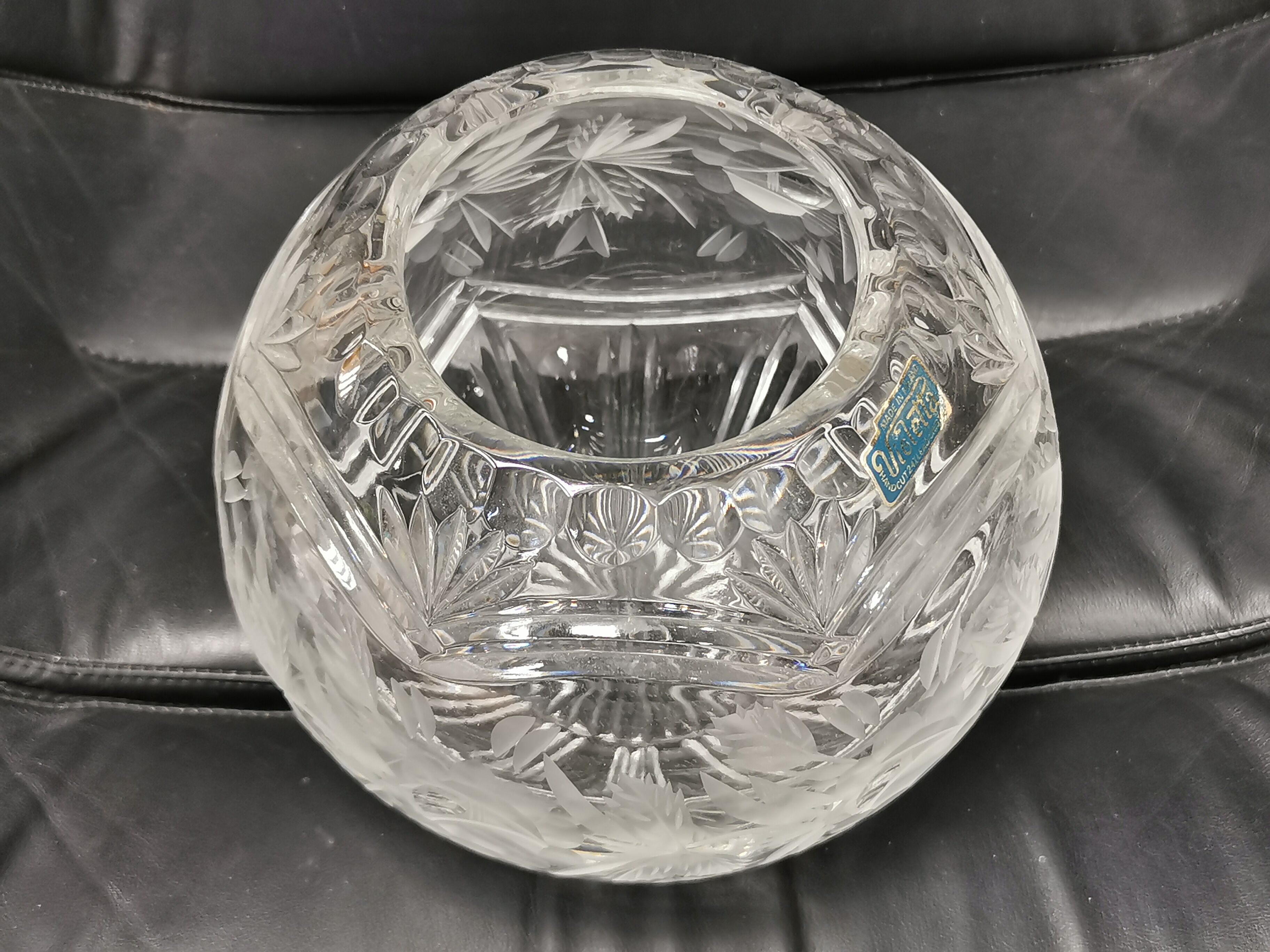 Vintage Ball Vase in Cut Crystal Violetta , Poland