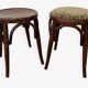 Paire de tabourets bas en bois courbé style "Thonet" vintage
