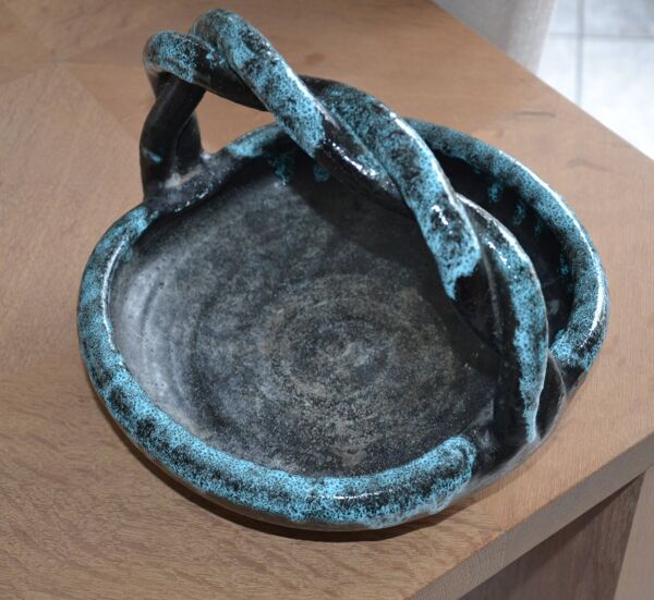 Coupe, panier tressé Accolay bleu turquoise