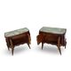 Tables de chevet plaquées en palissandre avec plateau en onyx vert