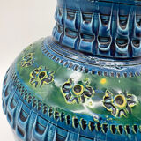 Aldo Londi vase, Rimini Blue, blue-green glazed ceramic, Bitossi, 1960