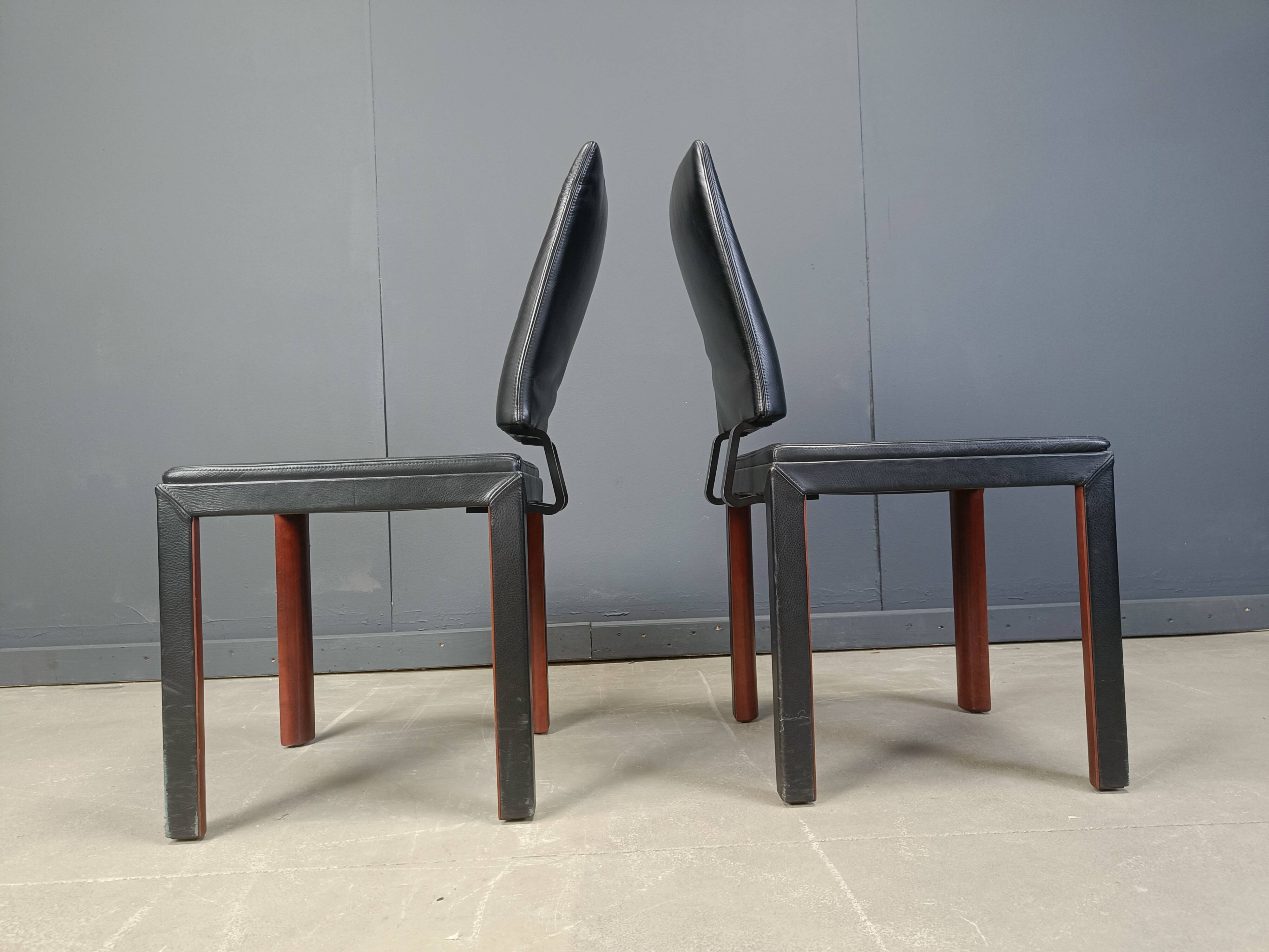 Vintage leather dining chairs by Durlet, 1980s